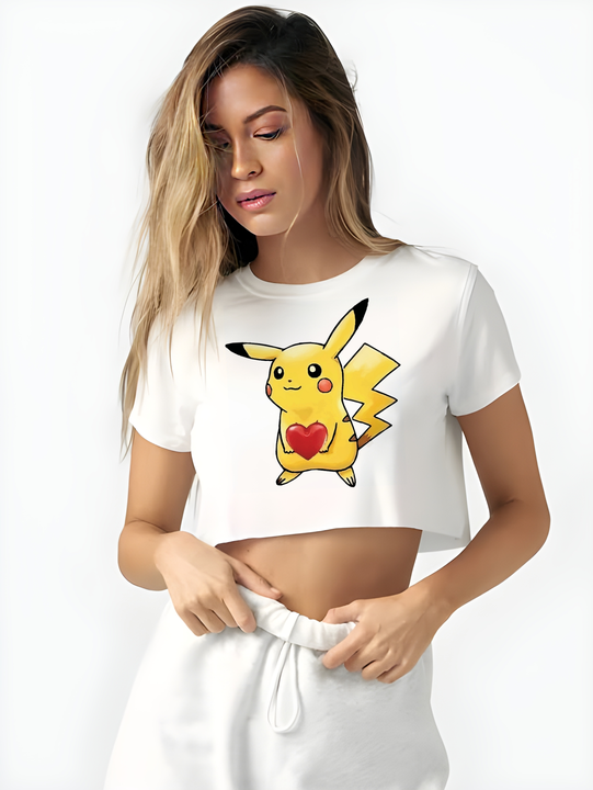 Pikachu printed croptop available  uploaded by T-shirt wale Chacha / TINT -VERITY OF COLORS on 3/11/2023