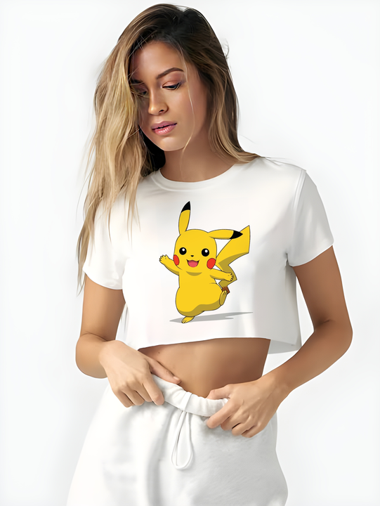 Pikachu crop tops awailable  uploaded by T-shirt wale Chacha / TINT -VERITY OF COLORS on 3/11/2023