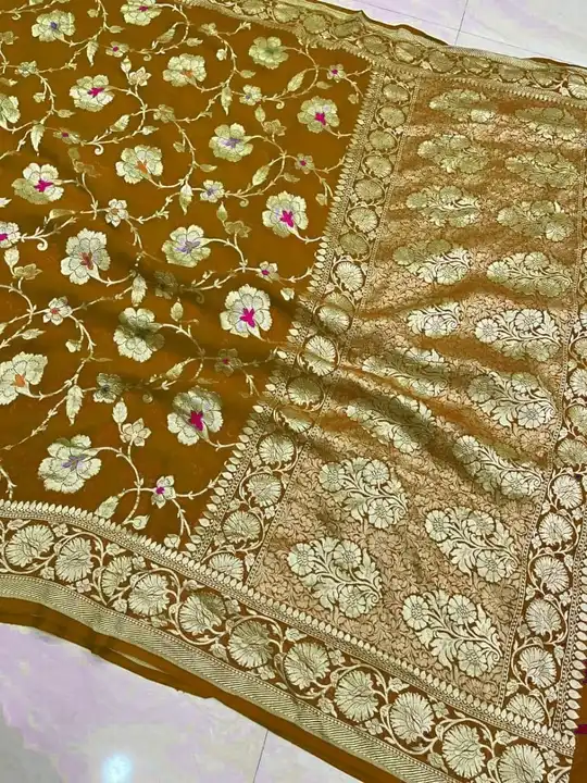 Banarasi daeyble semi jorjet silk saree uploaded by Zainab fashion on 3/11/2023
