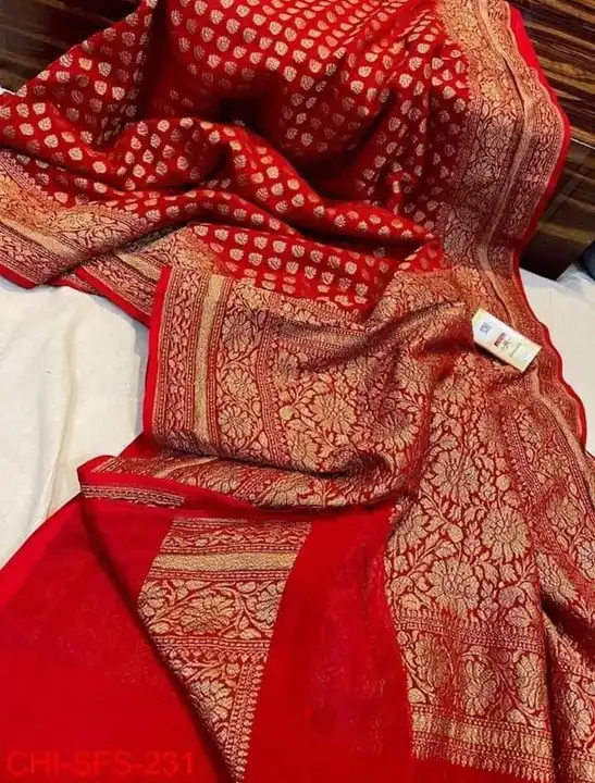 Post image Banarsi dayble semi gorjatt soft silk sarees heavy quality soft fabric fancy dizain party wear