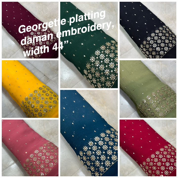 Georgette platting daman embroidery, width 44” uploaded by Shri Paras Nath Textiles on 5/29/2024