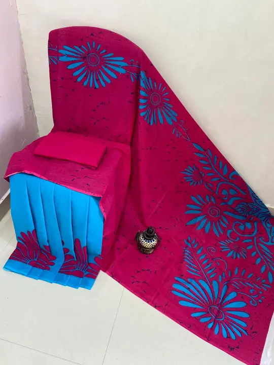 Hand block print  saree with blous

✂️1.Size 6.3 metres including blouse pieces.
🧶2.Pure handmade s uploaded by Saiba hand block on 3/11/2023