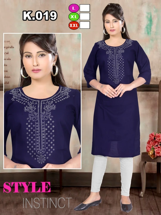 Handwork kurtiesRayon 14 k.gicSize : L,xlRate : 145/_ uploaded by Ridhi Sidhi Creation 9512733183 on 3/11/2023