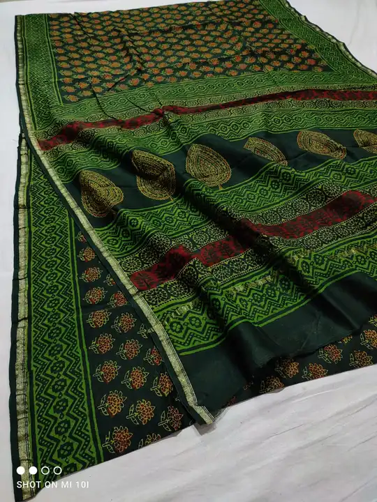 Handblock neptol print chanderi saree uploaded by Chanderi ethnic world on 3/11/2023