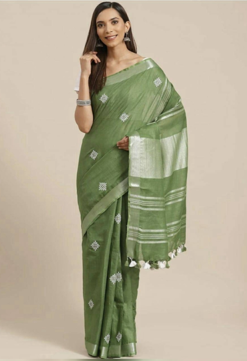 Cotton hand embodied saree uploaded by Unique fashion on 3/11/2023