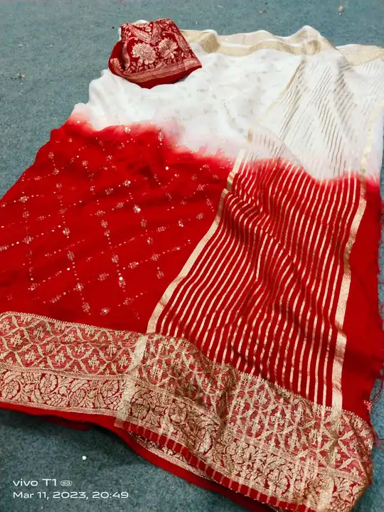 🥰🥰Original product🥰🥰
👉👉pure  orgenza silk fabric with beautiful  chex mx zari palu and bodar  uploaded by Gotapatti manufacturer on 3/11/2023