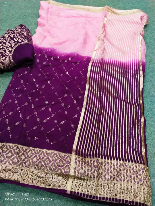 🥰🥰Original product🥰🥰
👉👉pure  orgenza silk fabric with beautiful  chex mx zari palu and bodar  uploaded by Gotapatti manufacturer on 3/11/2023