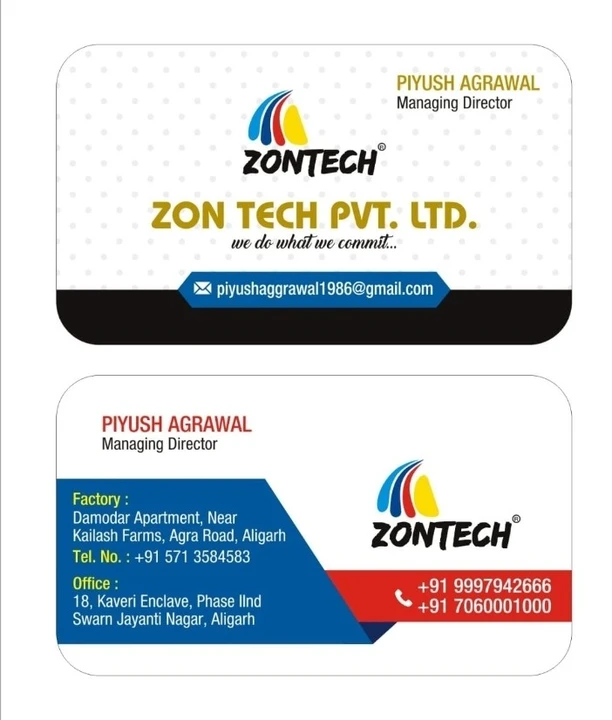 Visiting card store images of Zontech pvt ltd