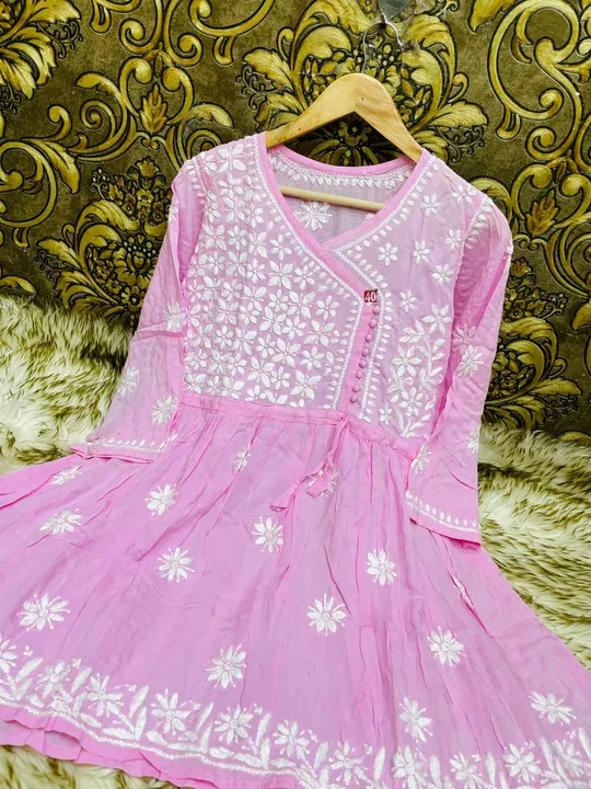 Modal Heavy Chikankari Handwork Short Dori Gown  uploaded by The Lucknoweez 7319858017 on 3/12/2023