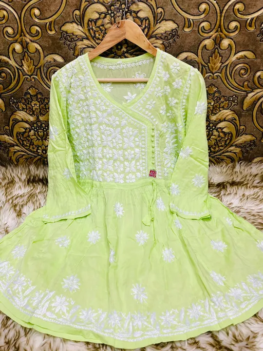 Modal Heavy Chikankari Handwork Short Dori Gown  uploaded by The Lucknoweez 7319858017 on 3/12/2023