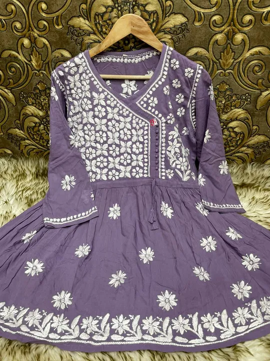 Modal Heavy Chikankari Handwork Short Dori Gown  uploaded by The Lucknoweez 7319858017 on 3/12/2023