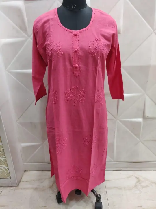 Cotton chikan kurti uploaded by Evergreen on 3/12/2023