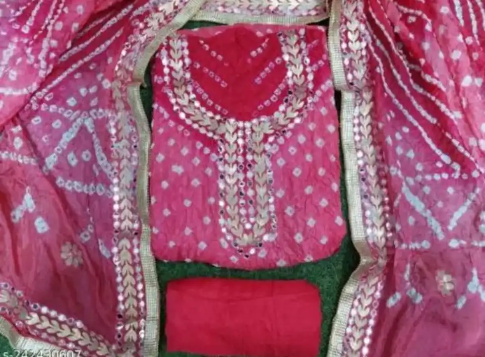 Bandhej 3Pc Unstitched Suit uploaded by business on 3/12/2023