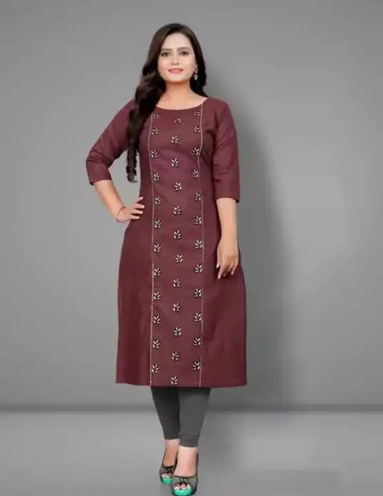 Daily Wear Khadi Cotton Kurti with Embroidered Patterns and 3/4 Length Sleeves uploaded by Devlila on 6/2/2024