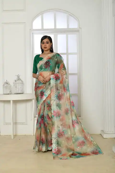 Post image Fabric : *Soft Pure Organza Silk Saree with Fine Embroidered cutwork on border and pallu with small butties all over and beautiful stylish prints all over with banglori silk blouse piece*

*Rate - 1399/- Only*
*Shipping Extra...No Less 
Ready Stock Available
*Video is also attached for reference📽️*