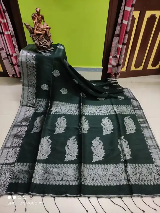 Organic linen Benarasi Saree and khadi cotton hand loom Saree  uploaded by business on 3/12/2023