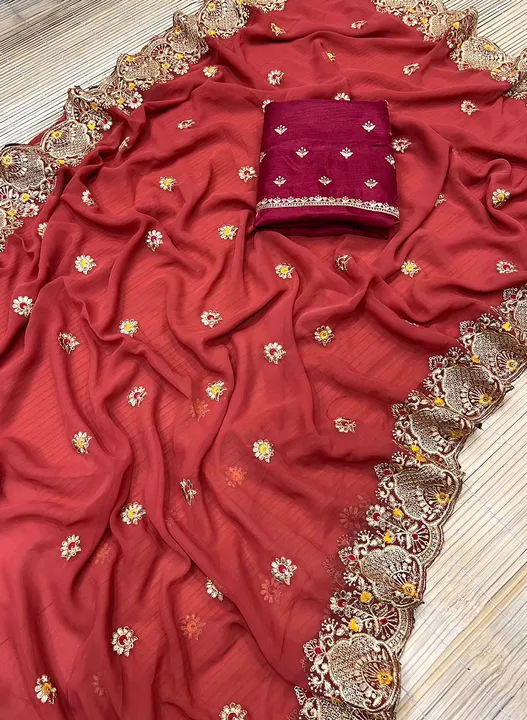 Embroidery work saree  uploaded by Krishna fashion on 3/12/2023