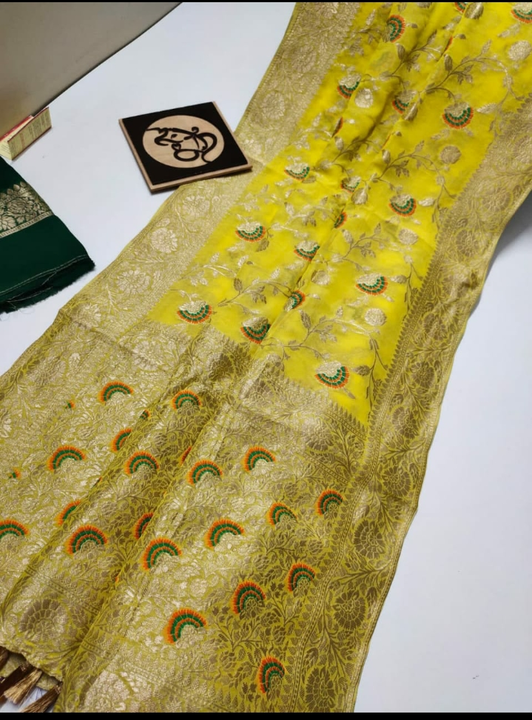 Banarasi daeyble semi jorjet silk Meena jaal saree uploaded by Zainab fashion on 5/30/2024