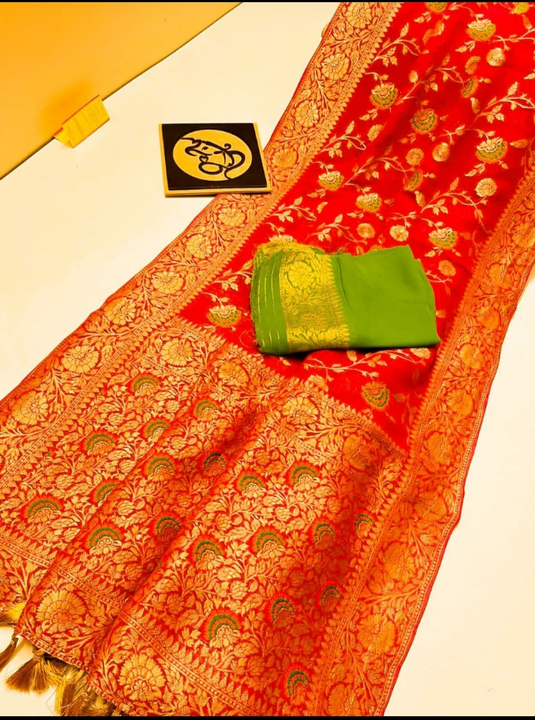 Banarasi daeyble semi jorjet silk Meena jaal saree uploaded by Zainab fashion on 3/12/2023
