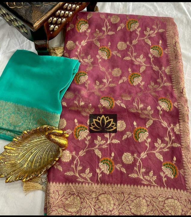 Banarasi daeyble semi jorjet silk Meena jaal saree uploaded by Zainab fashion on 3/12/2023