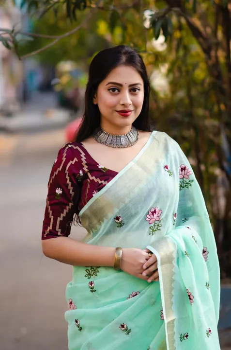 Linen saree uploaded by SAURYA LIFE STYLE on 3/12/2023