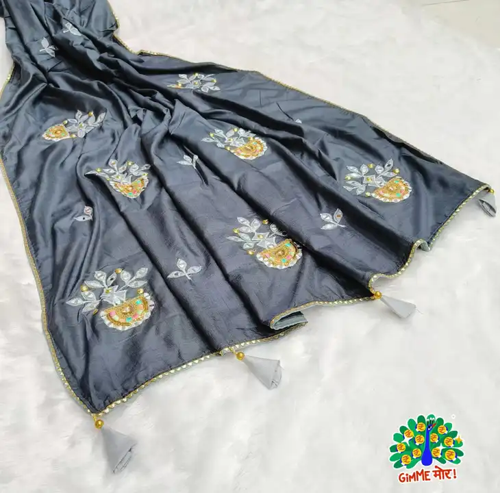 Dola silk saree hand embroidery butta  uploaded by Trupti Creation on 3/12/2023