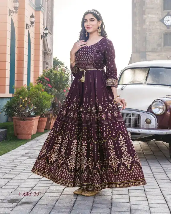 Exclusive Rayon Gown with Embroidery Work  uploaded by Vihu fashion on 3/12/2023