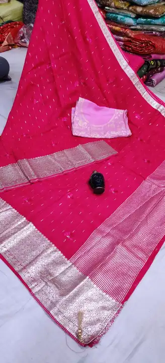 🎉NEW LAUNCHING 🎉
PURE VISCOSE ORGANZA CHIT PALLU SAREE
🎉WITH BEAUTIFUL EMBROIDERY AND SEQUENCE  uploaded by Gotapatti manufacturer on 3/12/2023