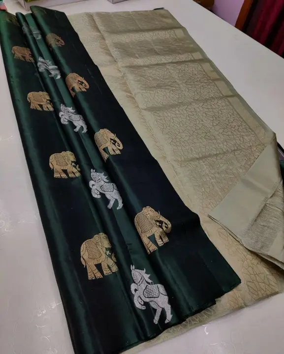 Hathi ghoda print sarees uploaded by business on 3/12/2023