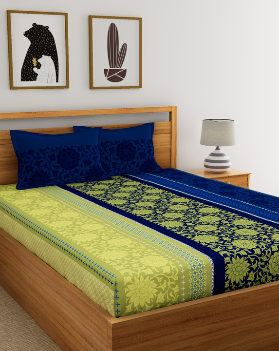 Floral Lime Green Double Bedsheet uploaded by Esskay International on 3/13/2023