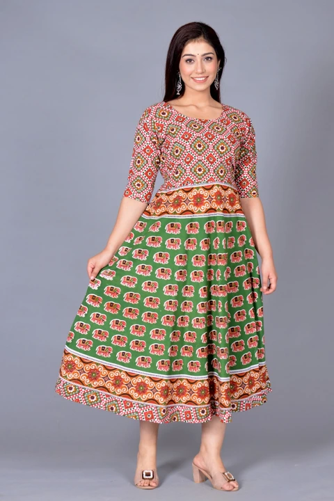 Jaipuri print  sleeves attached frock
Size free  uploaded by AXEWOODS VENTURES on 3/13/2023