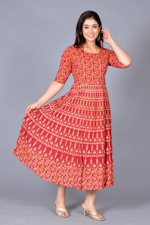 Jaipuri print  sleeves attached frock
Size free  uploaded by AXEWOODS VENTURES on 3/13/2023