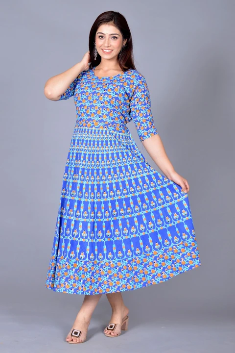 Jaipuri print sleeves attached frock
 uploaded by AXEWOODS VENTURES on 3/13/2023