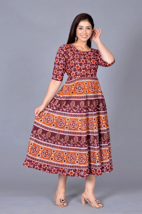 Jaipuri print sleeves attached frock
 uploaded by AXEWOODS VENTURES on 3/13/2023