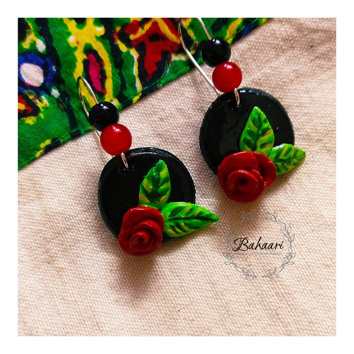 Rose clay earring uploaded by business on 2/25/2021
