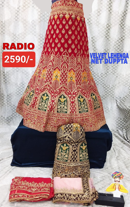 Post image Velvet Lehenga Net Dupatta Multi Colour Thread Bridal Wear Range Wise Products