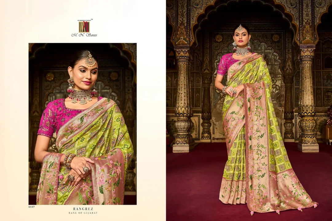 *M.N SAREES*
 
*RANGREZ*

*6401 TO 6410 SERIES* 

SAREE FABRIC: - PURE DOLA WITH POSITION PRINT WITH uploaded by Aanvi fab on 3/13/2023