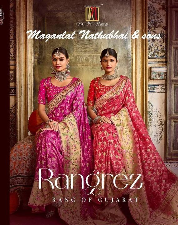 Product image of *M.N SAREES*
 
*RANGREZ*

*6401 TO 6410 SERIES* 

SAREE FABRIC: - PURE DOLA WITH POSITION PRINT WITH, price: Rs. 6295, ID: m-n-sarees-rangrez-6401-to-6410-series-saree-fabric-pure-dola-with-position-print-with-9a9a928c