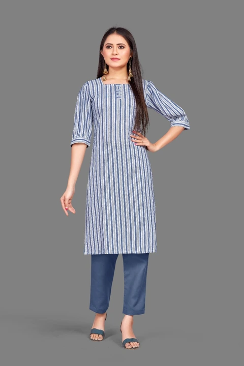 Striped Solid Cotton Kurti uploaded by Devlila on 5/19/2024