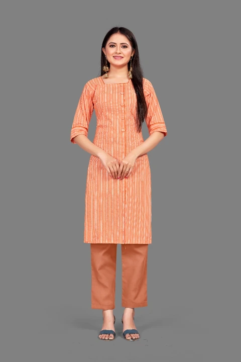 Striped Solid Cotton Kurti uploaded by business on 3/13/2023