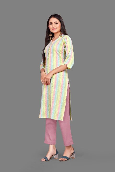 Striped Solid Cotton Kurti uploaded by Devlila on 3/13/2023