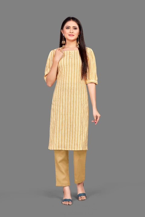 Striped Solid Cotton Kurti uploaded by business on 3/13/2023