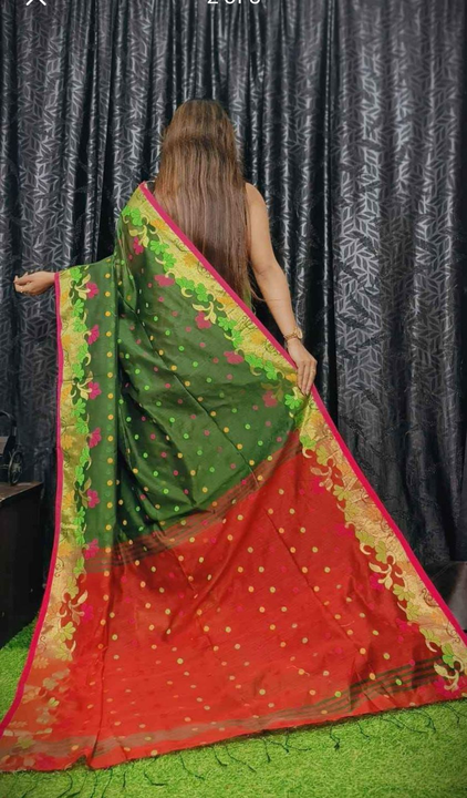 Handloom saree 
With bp 
Quality good 
Silk cotton uploaded by Santi saree center on 3/13/2023