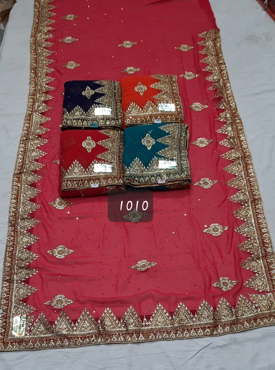 Heavy hand work Georgette saree uploaded by S. S. Selection on 3/13/2023