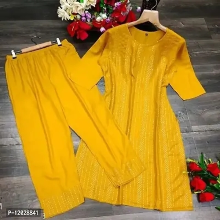 Party Wear Rayon Kurta Pant Set uploaded by Shreeji New Fashion on 3/13/2023
