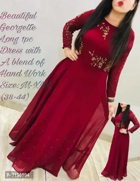 Stylish Georgette Embroidered Long Anarkali Gown uploaded by Shreeji New Fashion on 3/13/2023