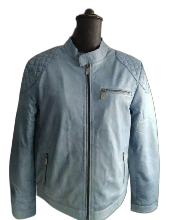 Leather jacket blue colour  uploaded by business on 3/14/2023