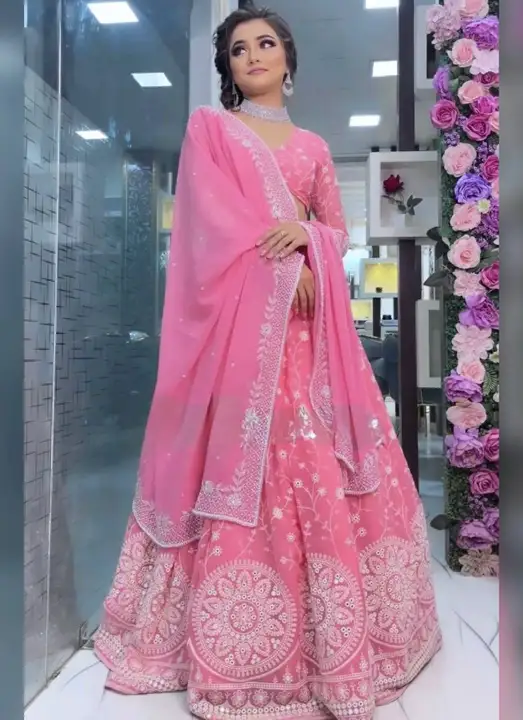 Pink Colour Embroidered Attractive Party Wear Lehenga Choli 

 uploaded by Ashokawholesellarfashionstore on 3/14/2023