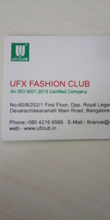 Visiting card store images of UFX FASHION CLUB