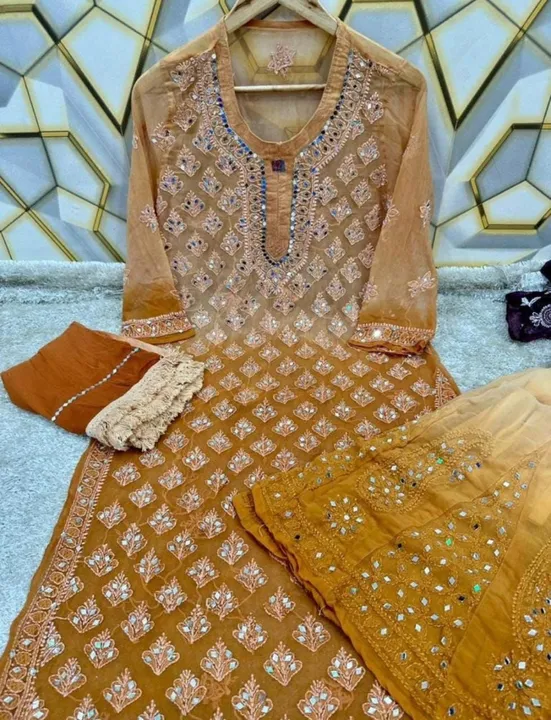 💐   Uv CHIKANKARI   💐





☑️Hevy Georgette fabric Duel Shaded mirror work set 

☑️Fabrik = 30/30  uploaded by Aanvi fab on 3/14/2023
